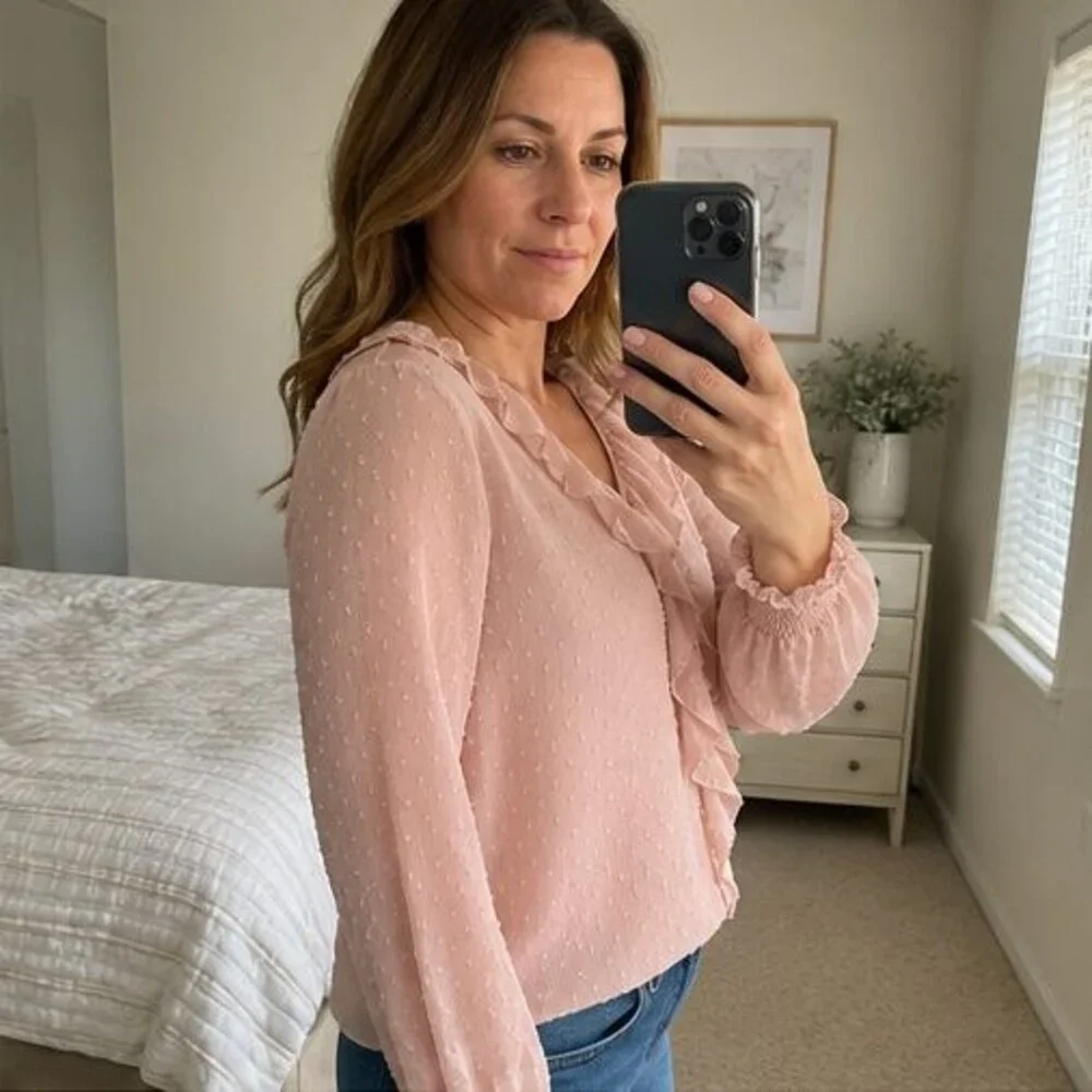 Burgundy V Neck Top